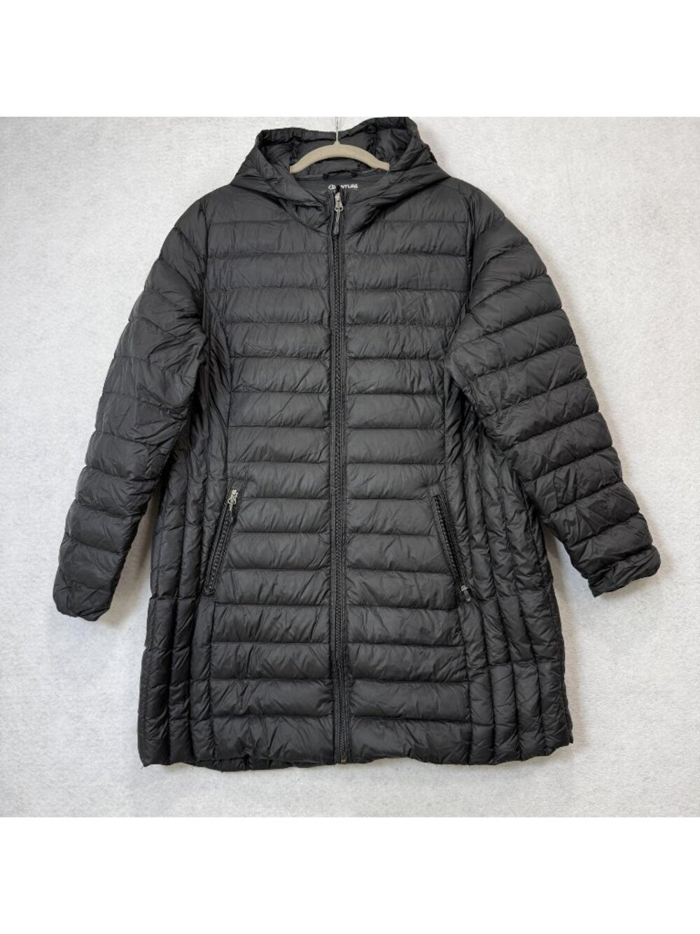 Aventure Down Puffer Coat Jacket Womens XXL Black Hooded Quilted Zip Lightweight